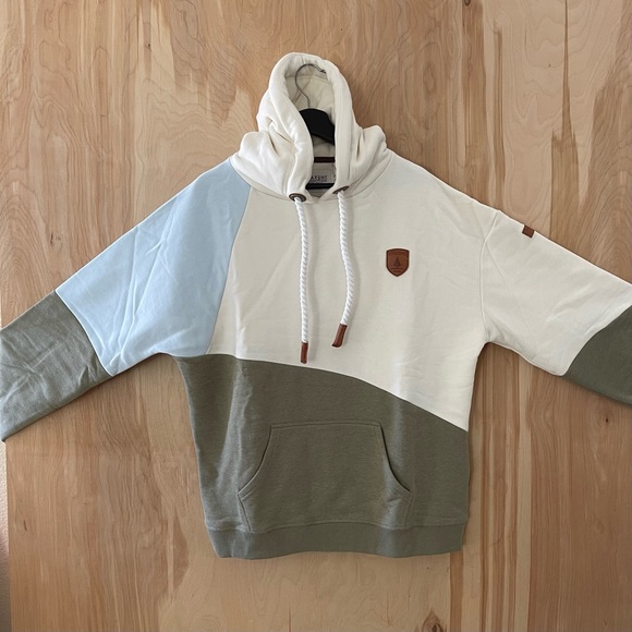 NWT Wanakome Corey Color Block Hoodie in Khaki - Picture 2 of 3